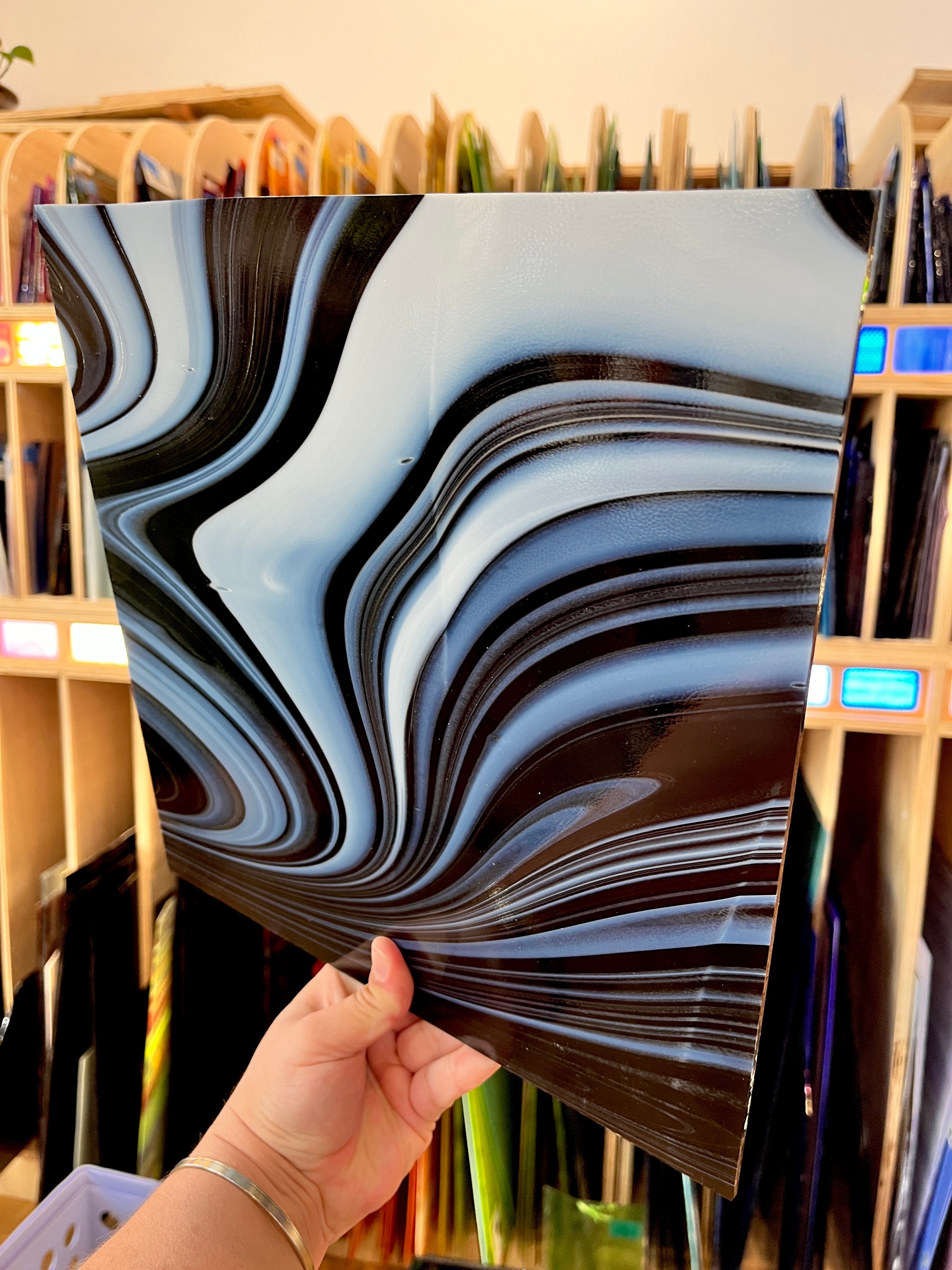 Black Licorice Fusers Reserve Oceanside Fusible 96COE (3005.9F) Sheet Glass Colorado Glassworks