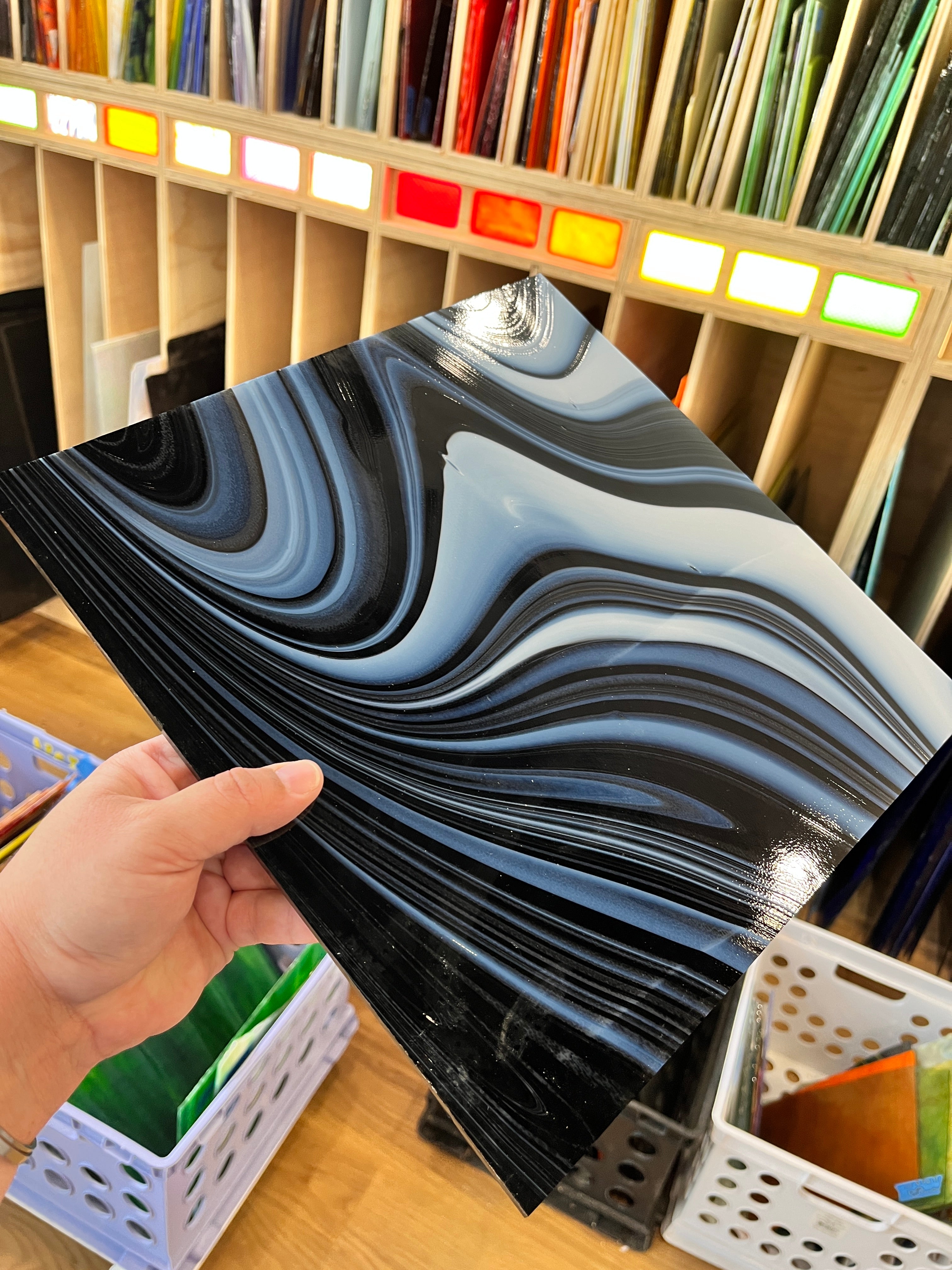 Black Licorice Fusers Reserve Oceanside Fusible 96COE (3005.9F) Sheet Glass Colorado Glassworks
