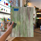 Green, Purple, and White Bubbled Wissmach Sheet Glass Kokomo   