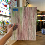 Green, Purple, and White Bubbled Wissmach Sheet Glass Kokomo WM853 (12.5x9.5in)  