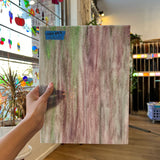Green, Purple, and White Bubbled Wissmach Sheet Glass Kokomo WM853 (12.5x9.5in)  