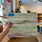 Green, Purple, and White Bubbled Wissmach Sheet Glass Kokomo WM851 (10x12.5)  