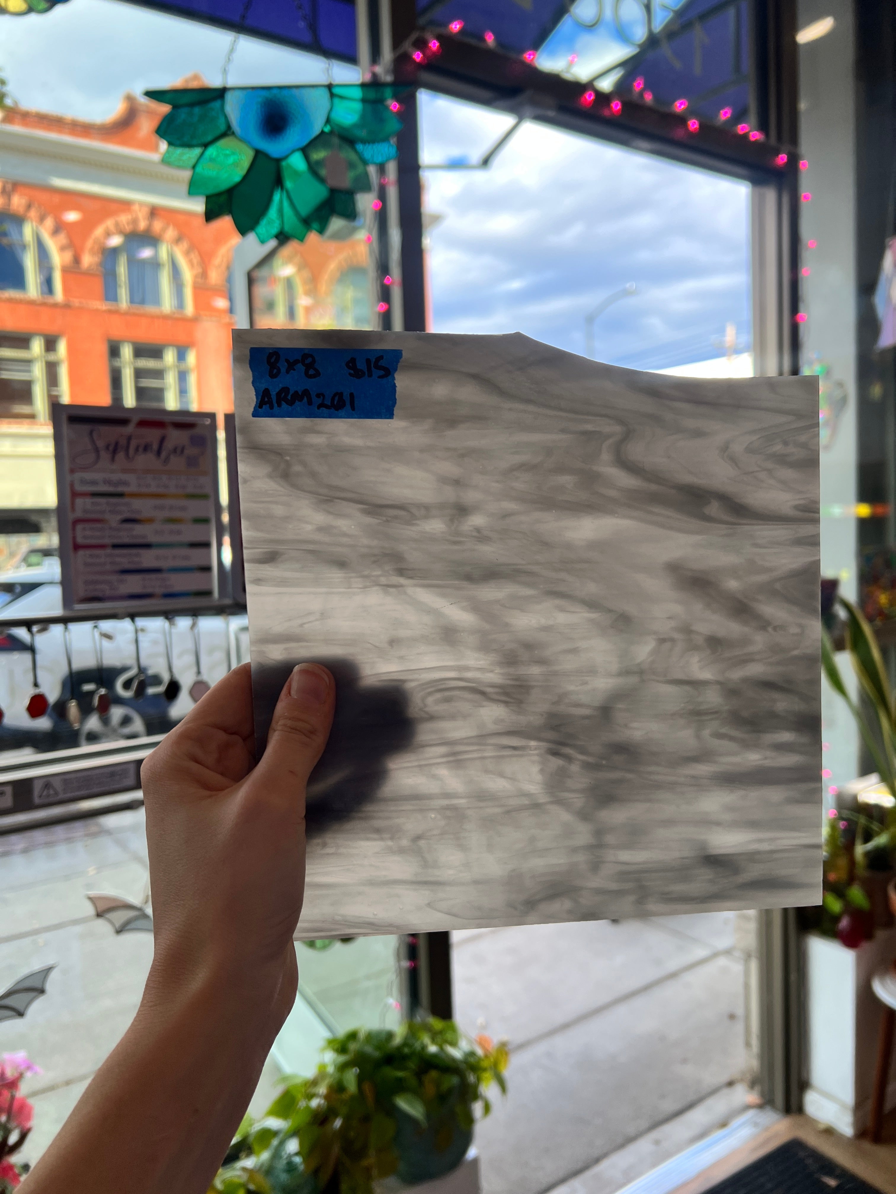 Gray Wispy Opaque Armstrong Sheet Glass Colorado Glass Works