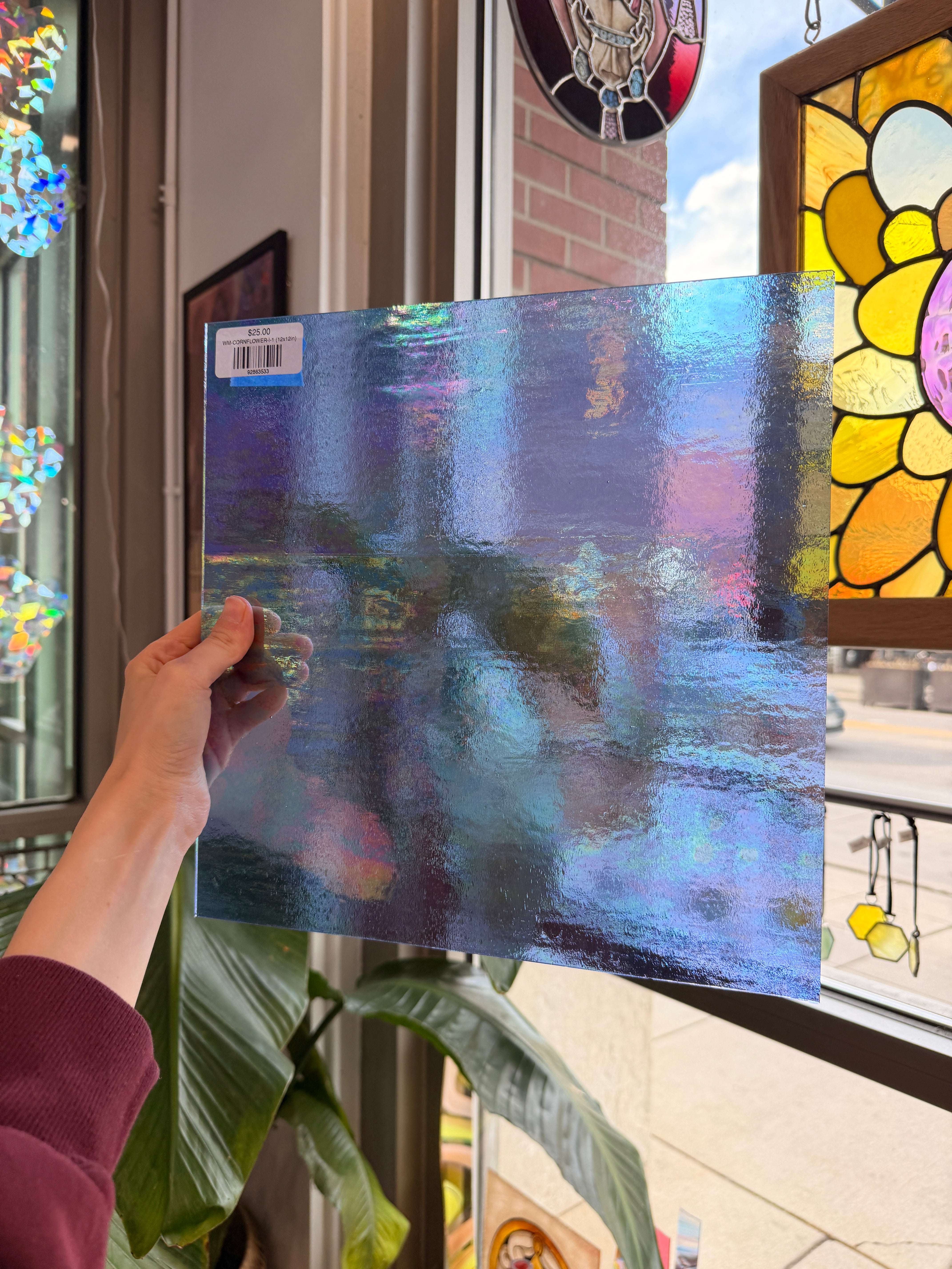 Periwinkle Cornflower Blue Iridescent Wissmach Fusible 96 COE Sheet Glass Colorado Glassworks