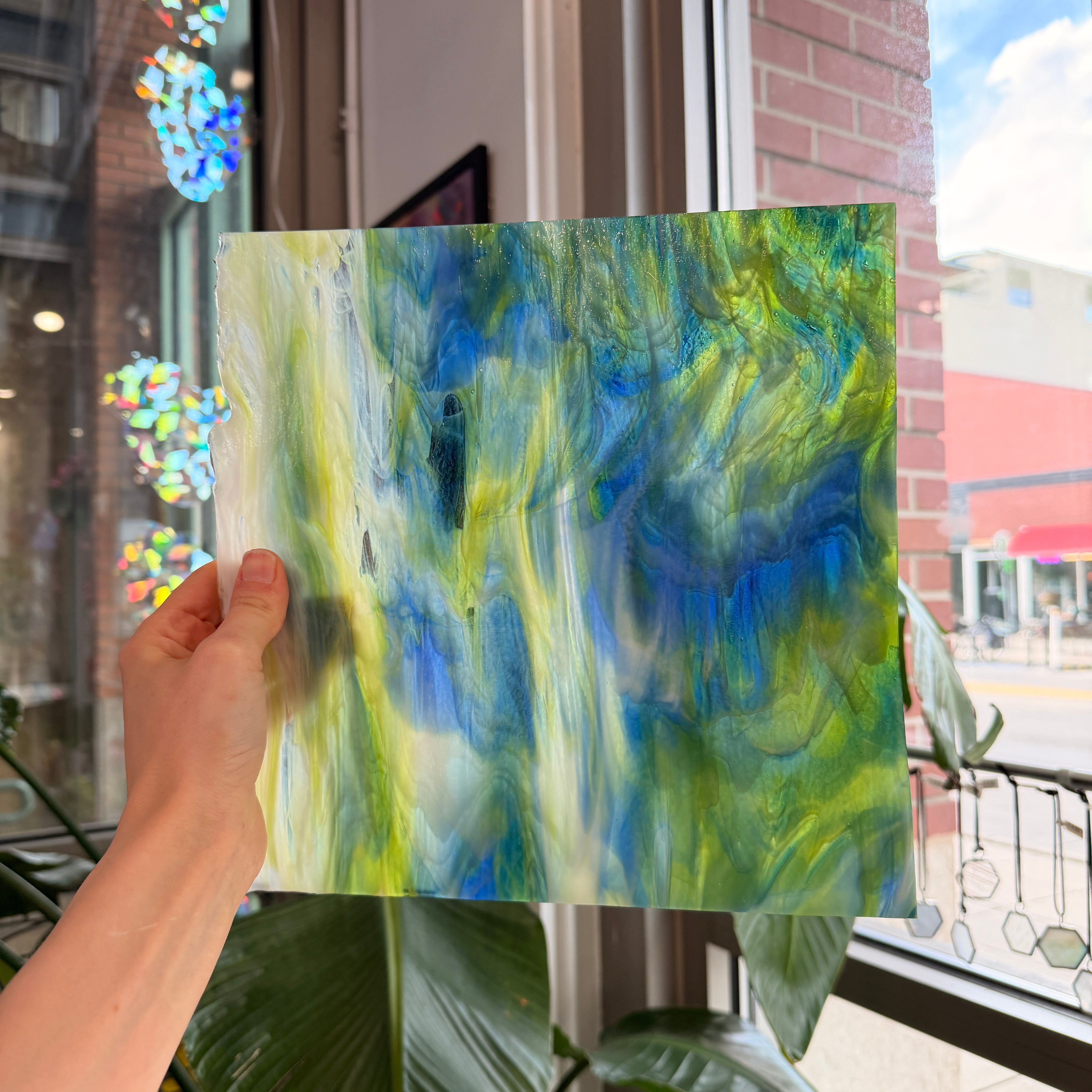 Glascadia Clear, Royal Blue, Spring Green, White Double Roll Fusible 90 COE Sheet Glass Colorado Glass Works