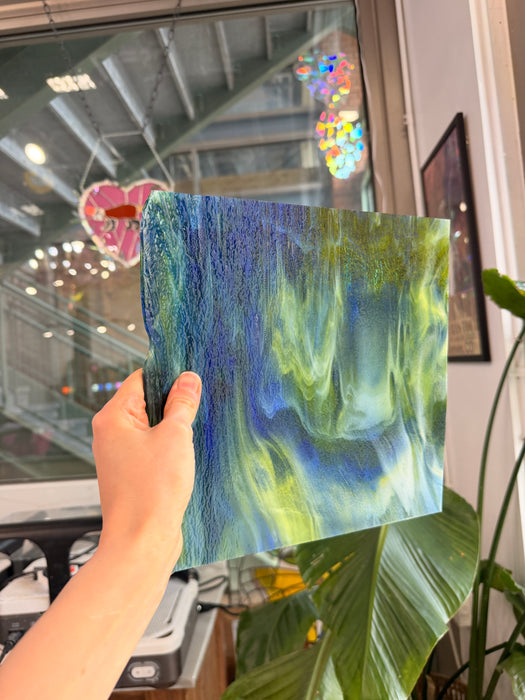 Glascadia Clear, Royal Blue, Spring Green, White Double Roll Fusible 90 COE Sheet Glass Colorado Glass Works