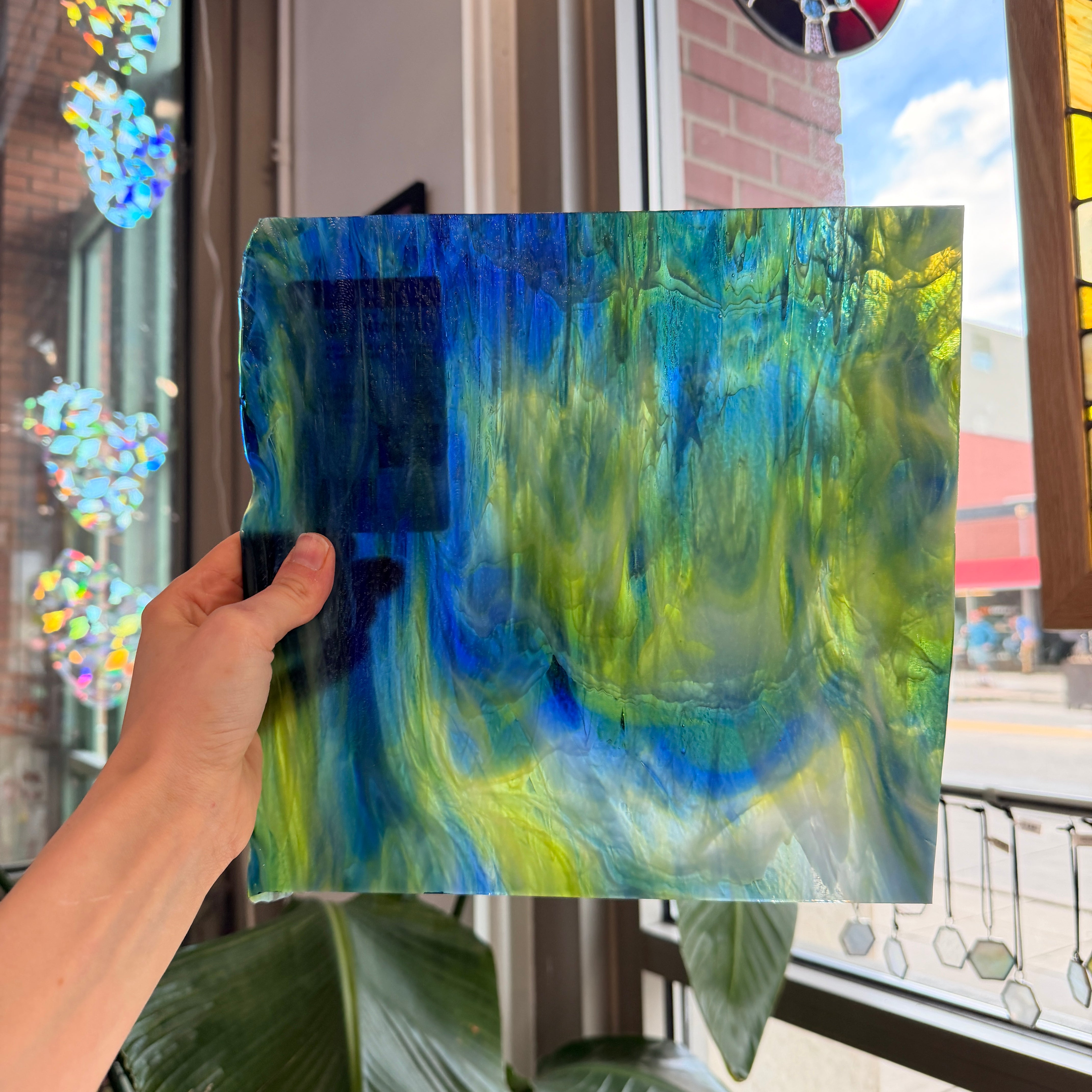 Glascadia Clear, Royal Blue, Spring Green, White Double Roll Fusible 90 COE Sheet Glass Colorado Glass Works
