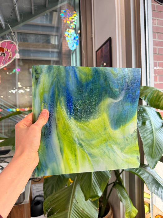 Glascadia Clear, Royal Blue, Spring Green, White Double Roll Fusible 90 COE Sheet Glass Colorado Glass Works