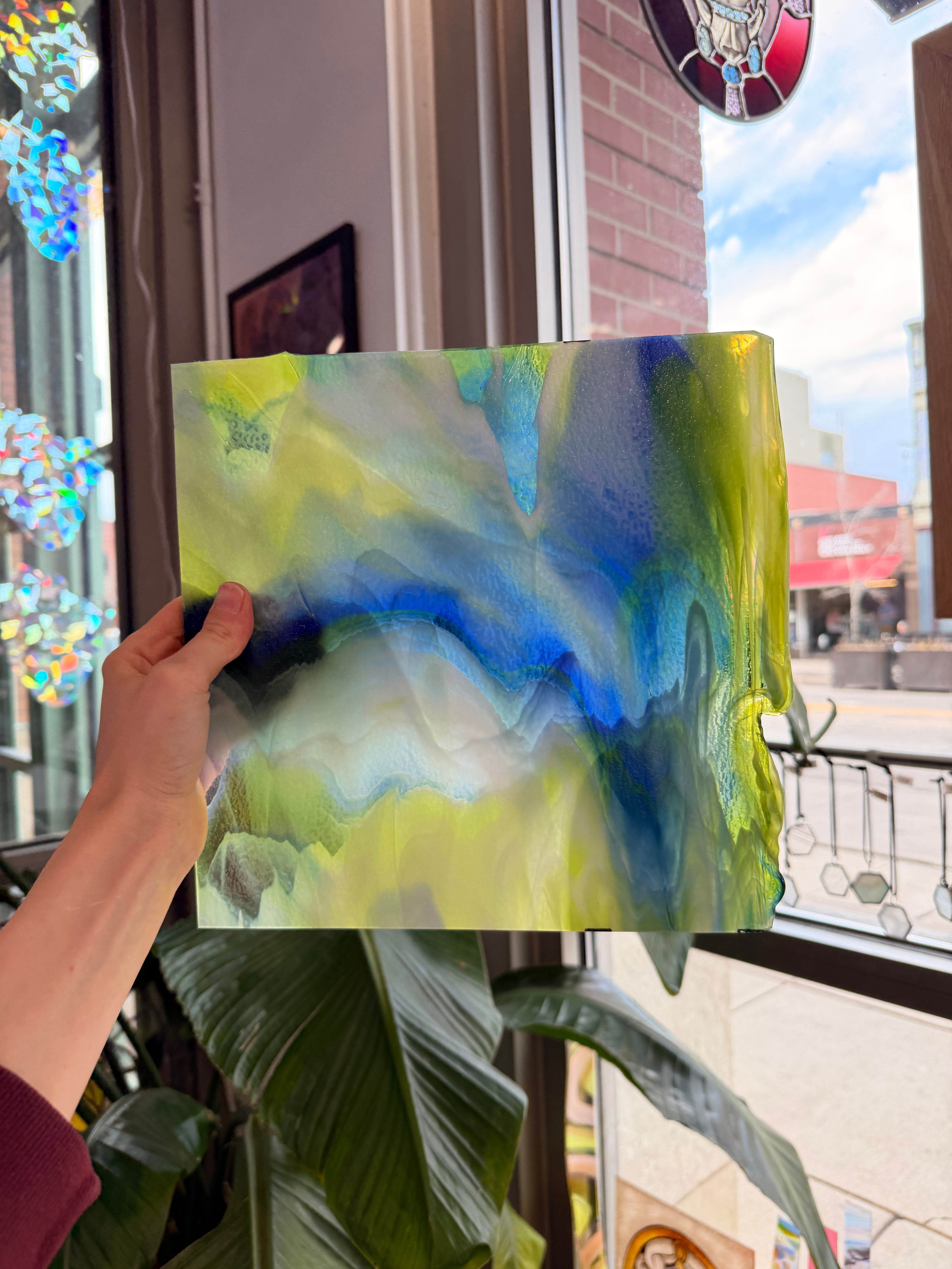 Glascadia Clear, Royal Blue, Spring Green, White Double Roll Fusible 90 COE Sheet Glass Colorado Glass Works