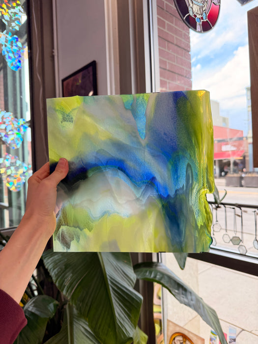 Glascadia Clear, Royal Blue, Spring Green, White Double Roll Fusible 90 COE Sheet Glass Colorado Glass Works