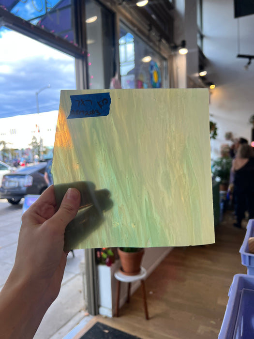 Green White and Tan Wispy Armstrong Sheet Glass Colorado Glassworks