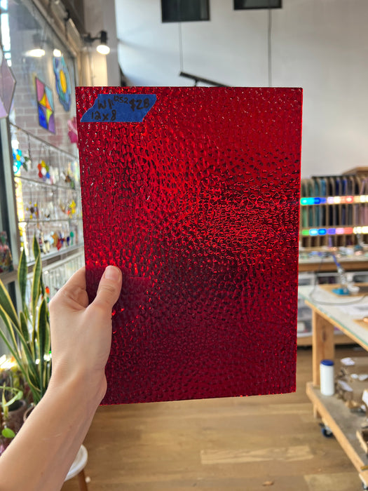 Red Transparent Hammered Wissmach Sheet Glass Colorado Glassworks