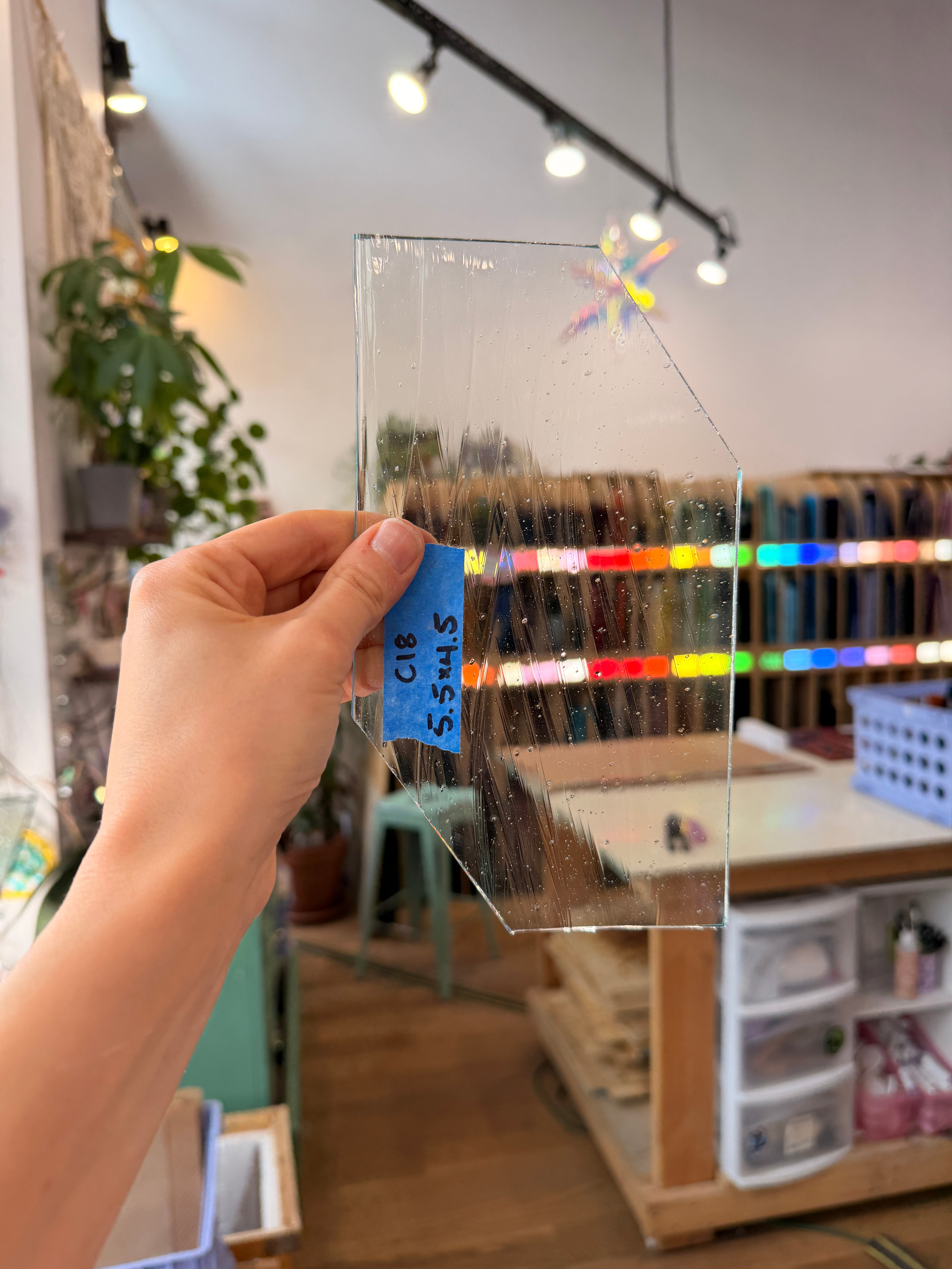 Clear Mouth Blown Lamberts Sheet Glass Colorado Glassworks C18 (5.5x4.5in)