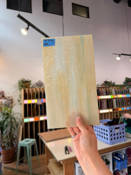 Tan Teal Rippled Sheet Glass Colorado Glassworks D12 (10.5x6in)