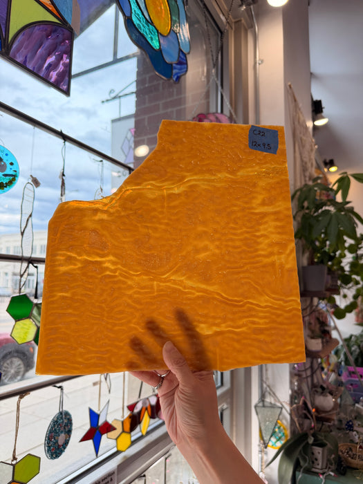 Orange Vintage Rippled Sheet Glass Colorado Glassworks
