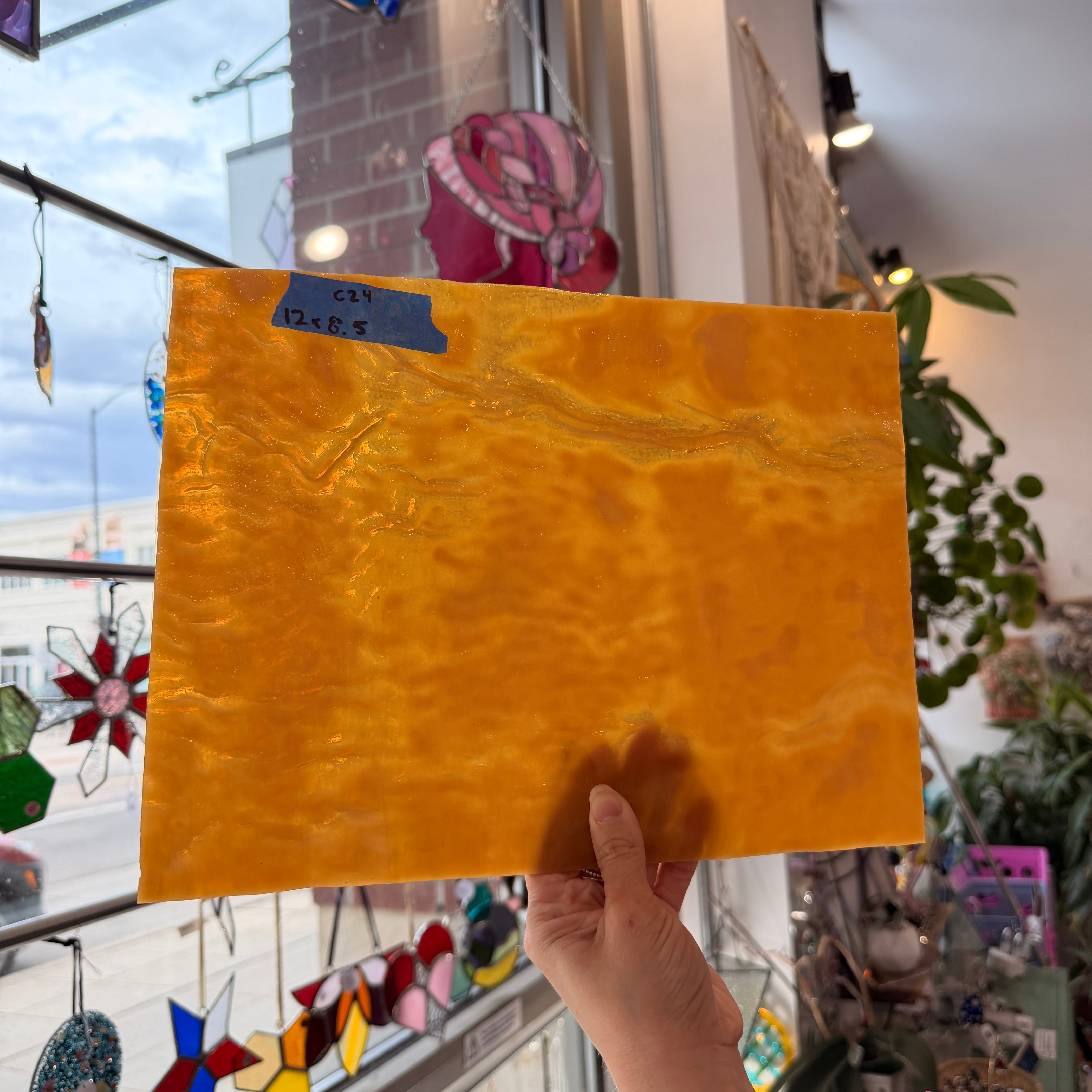Orange Vintage Rippled Sheet Glass Colorado Glassworks