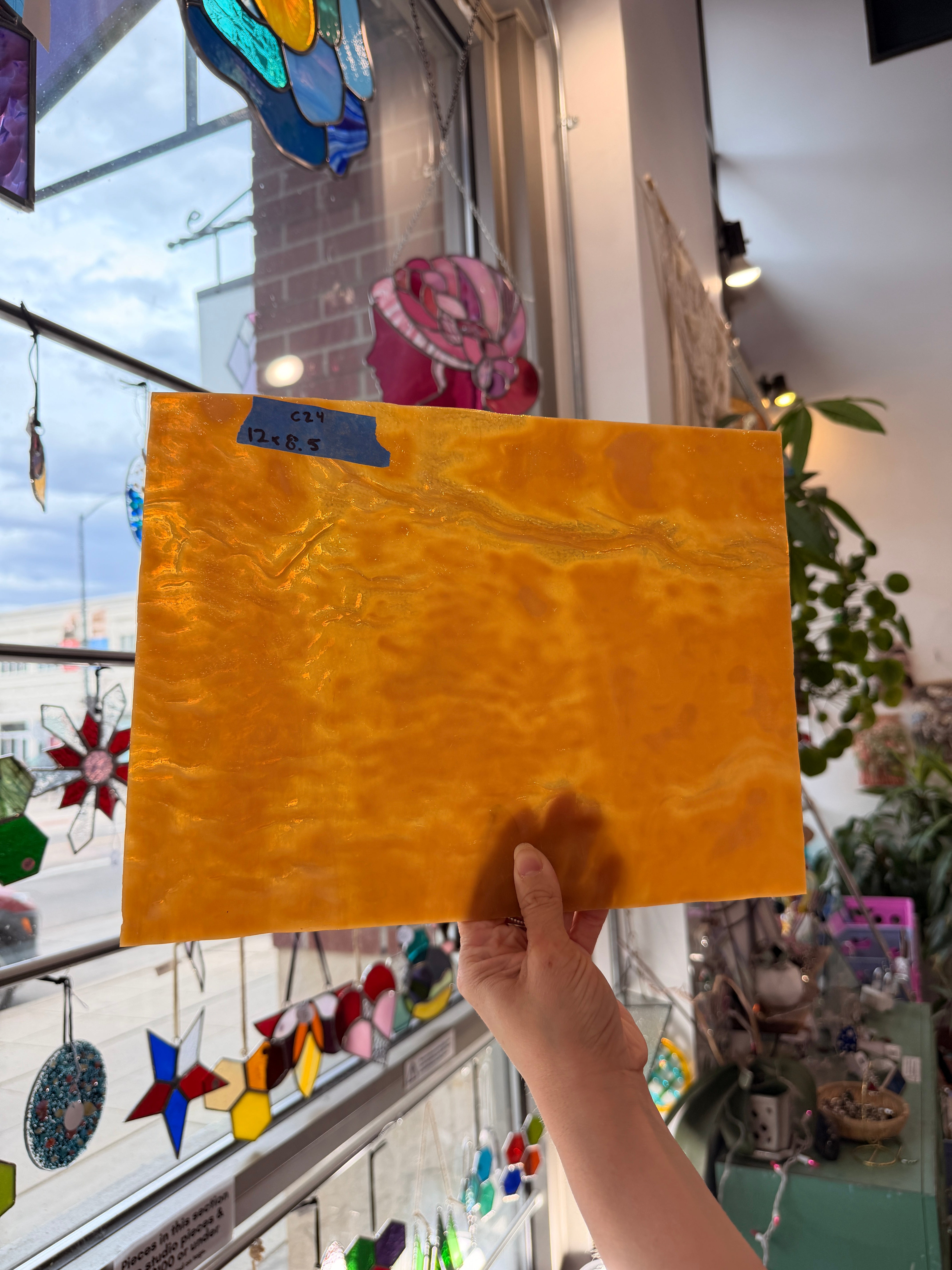 Orange Vintage Rippled Sheet Glass Colorado Glassworks