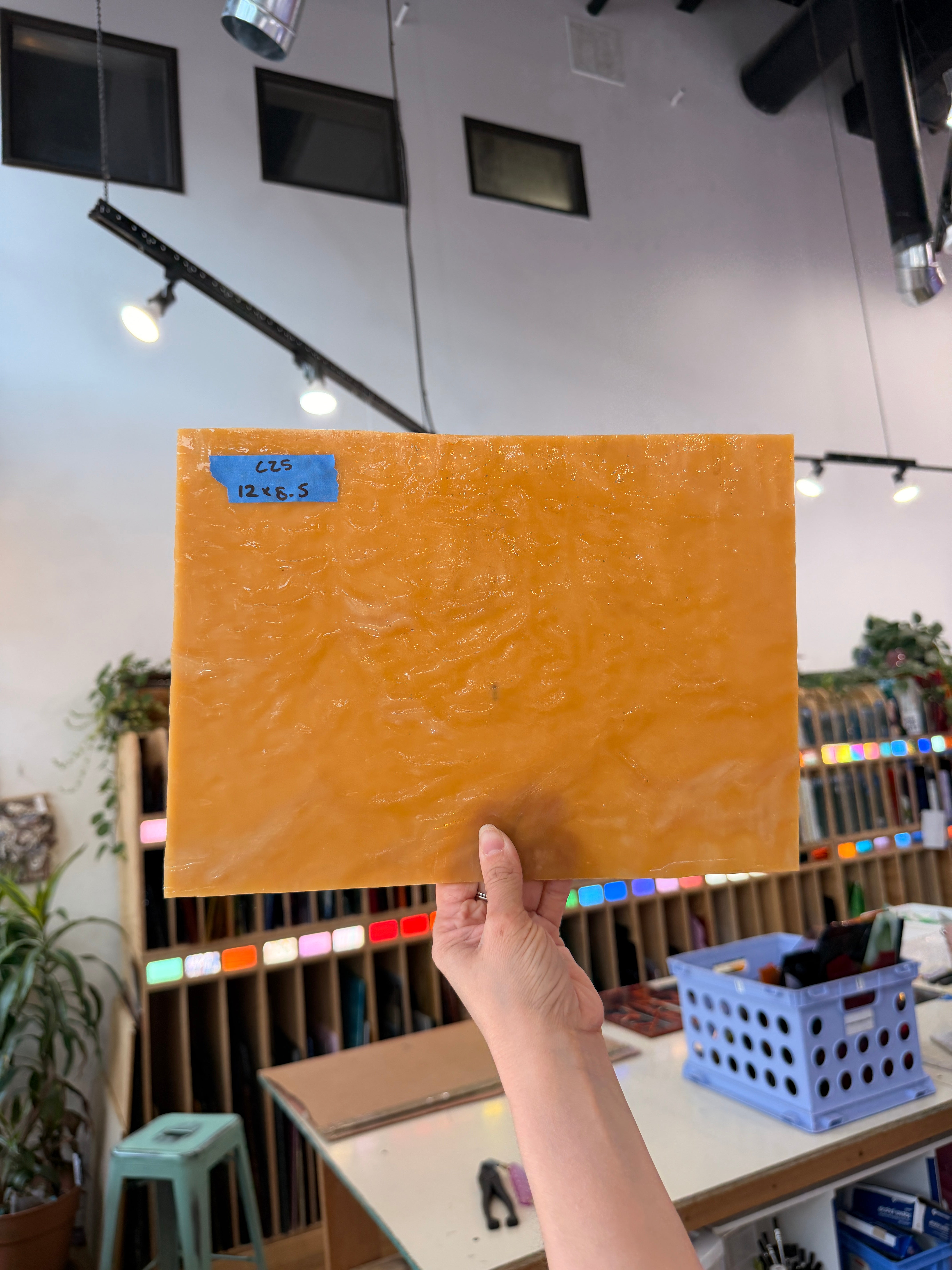 Orange Vintage Rippled Sheet Glass Colorado Glassworks 12x8.5in (UNK-15645997)