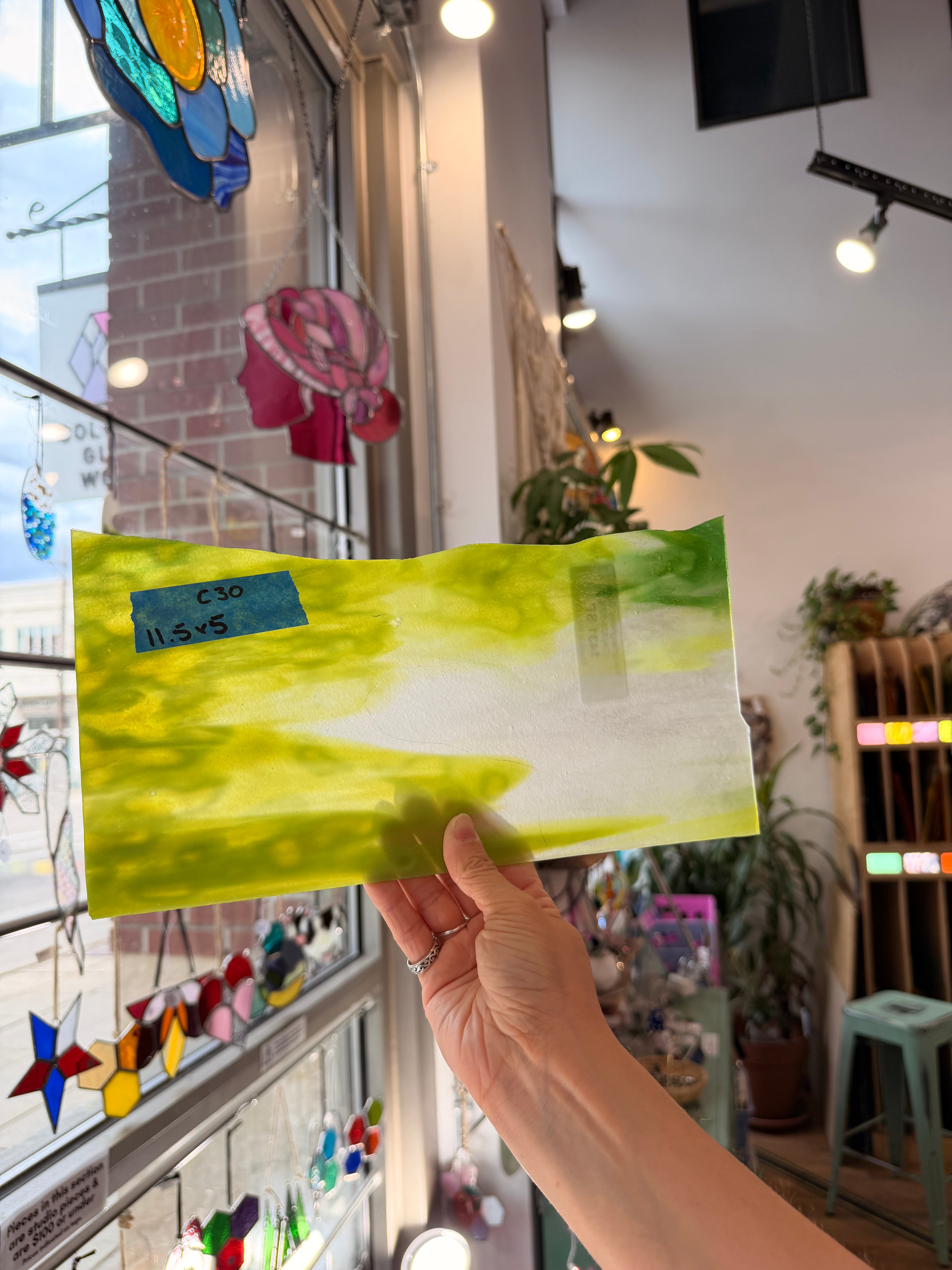 Light Green and Clear Stipple Sheet Glass Colorado Glassworks