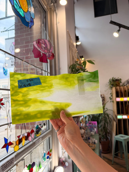 Light Green and Clear Stipple Sheet Glass Colorado Glassworks