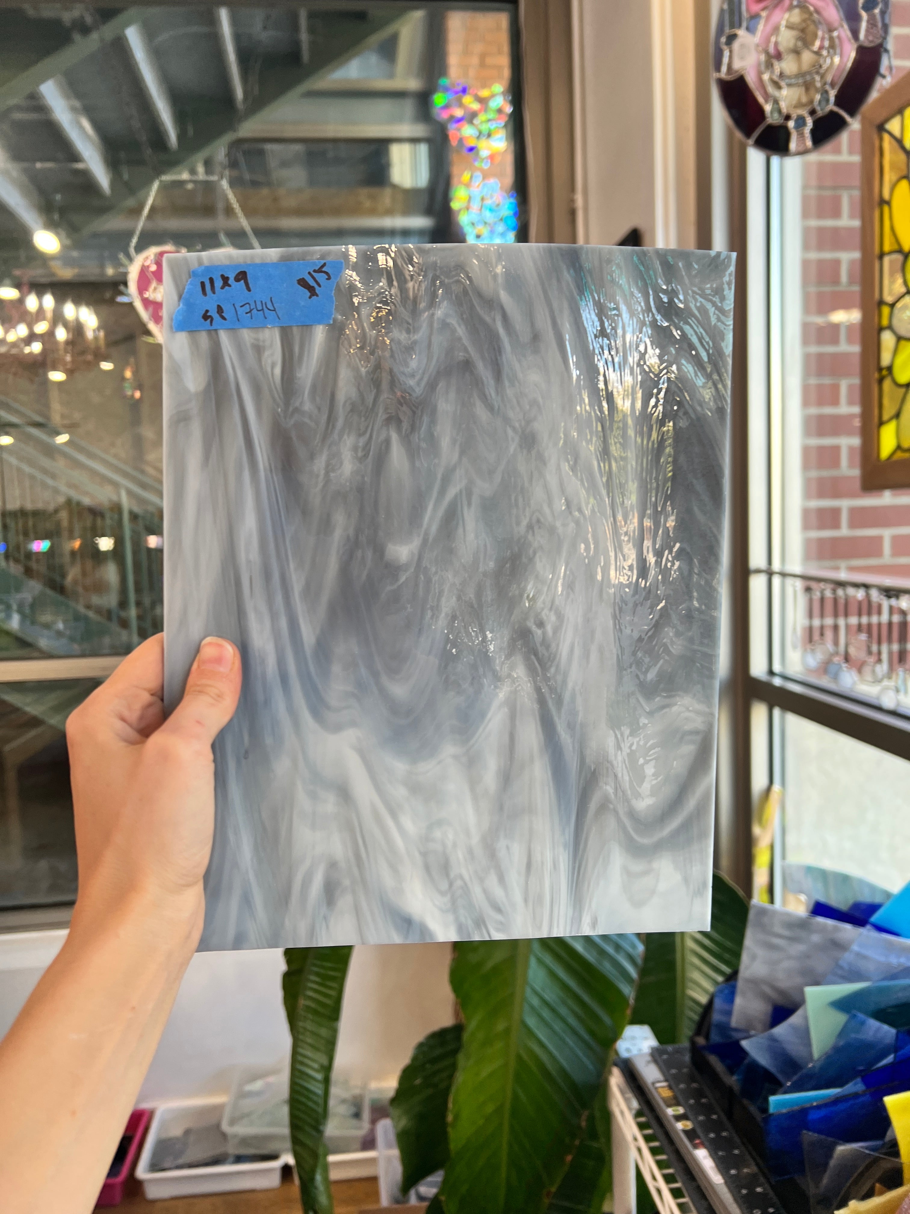Gray Wispy Vintage Spectrum Sheet Glass Colorado Glass Works