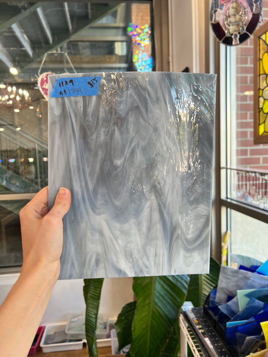 Gray Wispy Vintage Spectrum Sheet Glass Colorado Glass Works