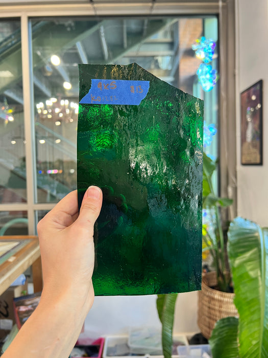 Deep Green Transparent Kokomo Sheet Glass Colorado Glassworks