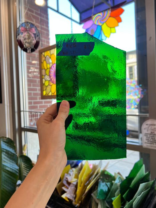 Deep Green Transparent Kokomo Sheet Glass Colorado Glassworks