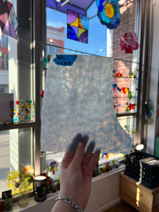 Light Blue White Wispy Rippled Semi-Transparent Sheet Glass Colorado Glassworks