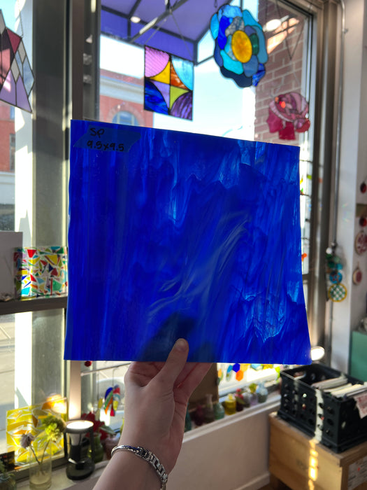 Deep Blue Wispy Spectrum Sheet Glass Kokomo
