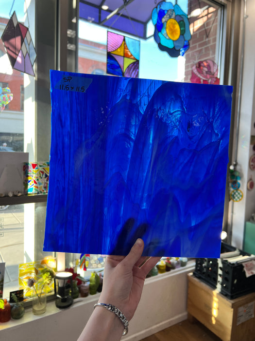 Deep Blue Wispy Spectrum Sheet Glass Kokomo