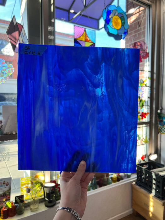 Deep Blue Wispy Spectrum Sheet Glass Kokomo
