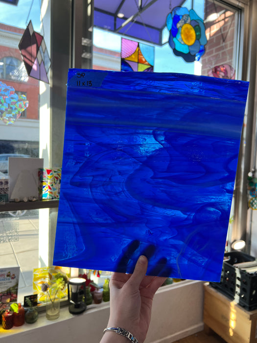 Deep Blue Wispy Spectrum Sheet Glass Kokomo