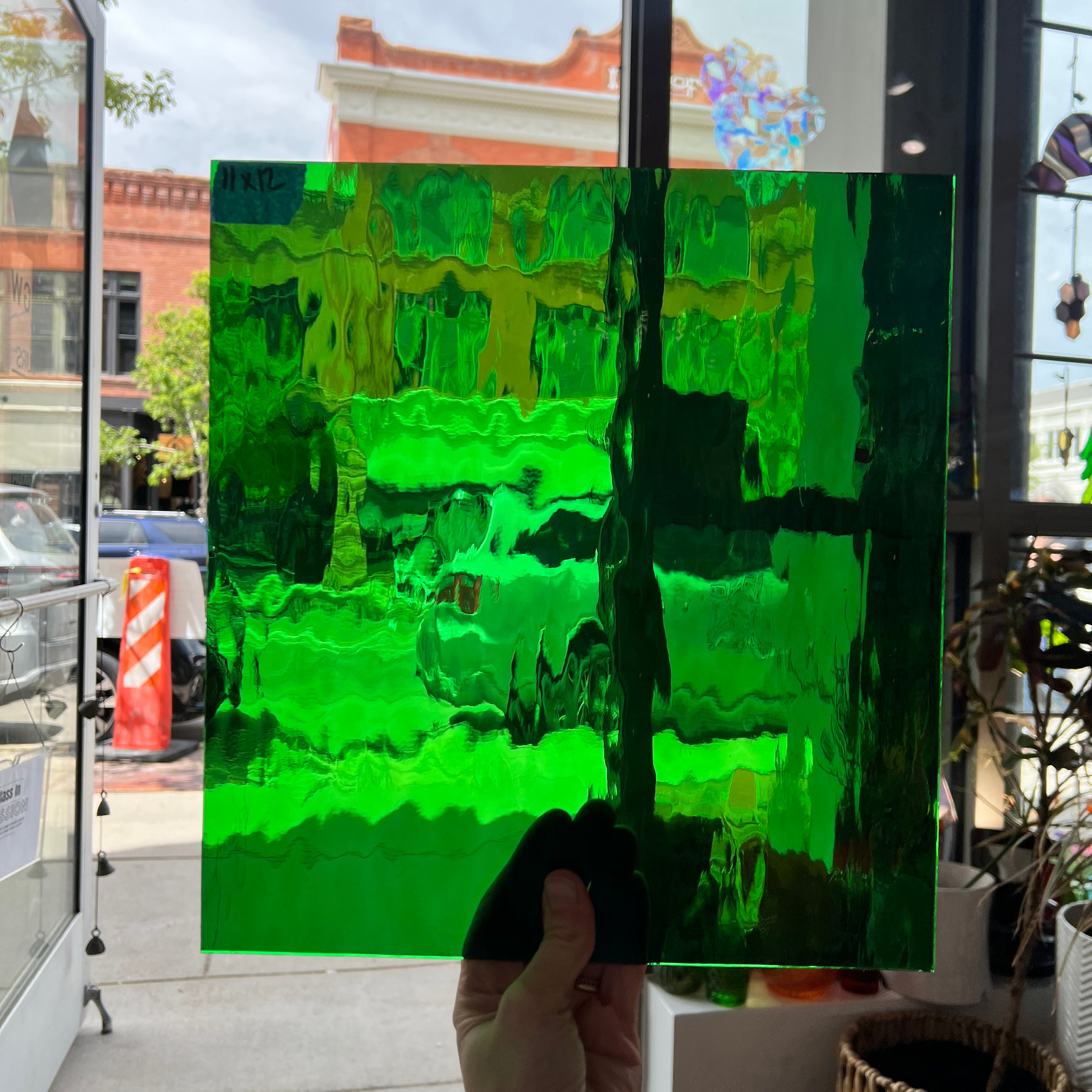 Medium Green Waterglass Oceanside Fusible 96 COE (123WF) Sheet Glass Colorado Glassworks