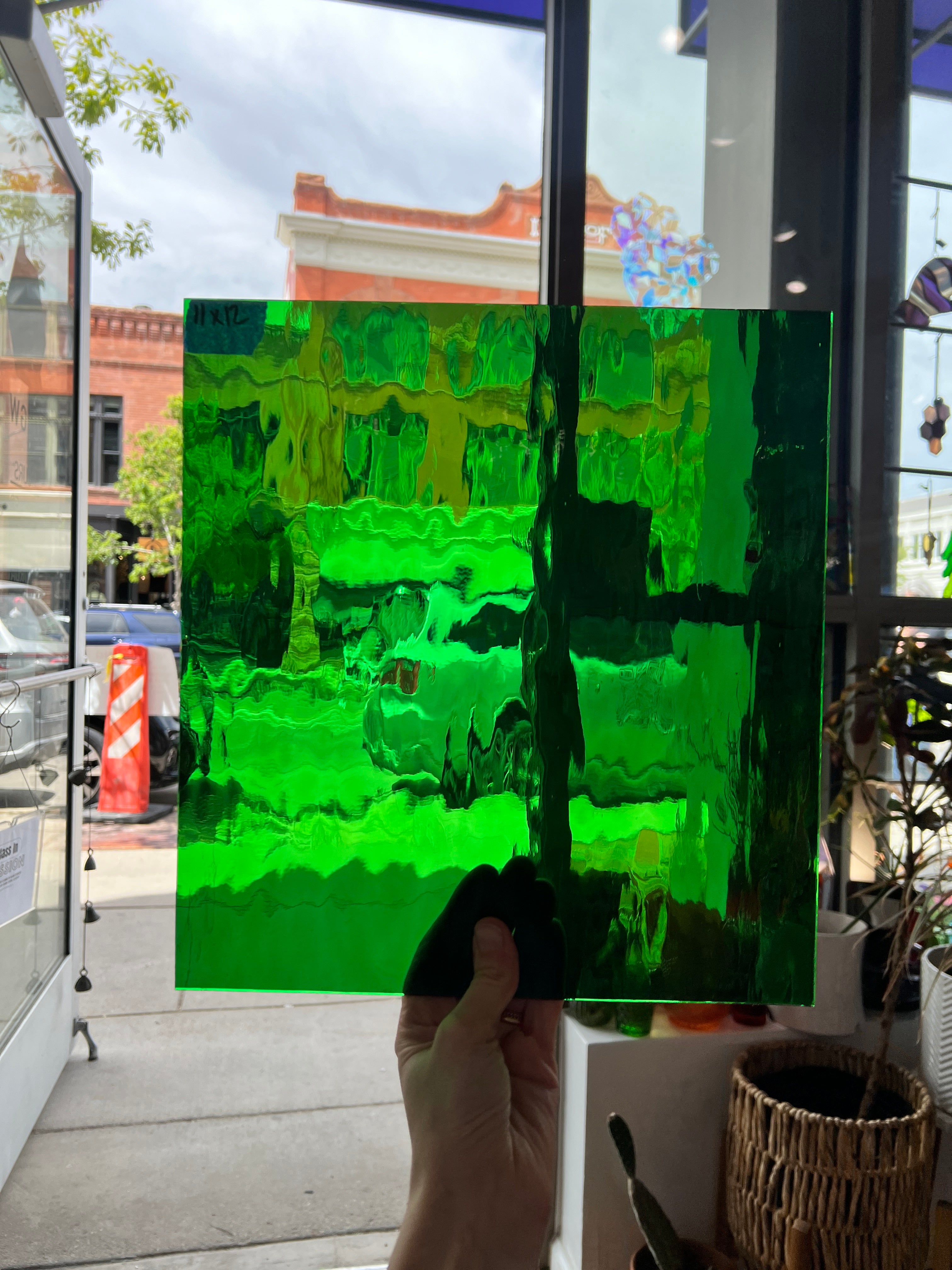 Medium Green Waterglass Oceanside Fusible 96 COE (123WF) Sheet Glass Colorado Glassworks
