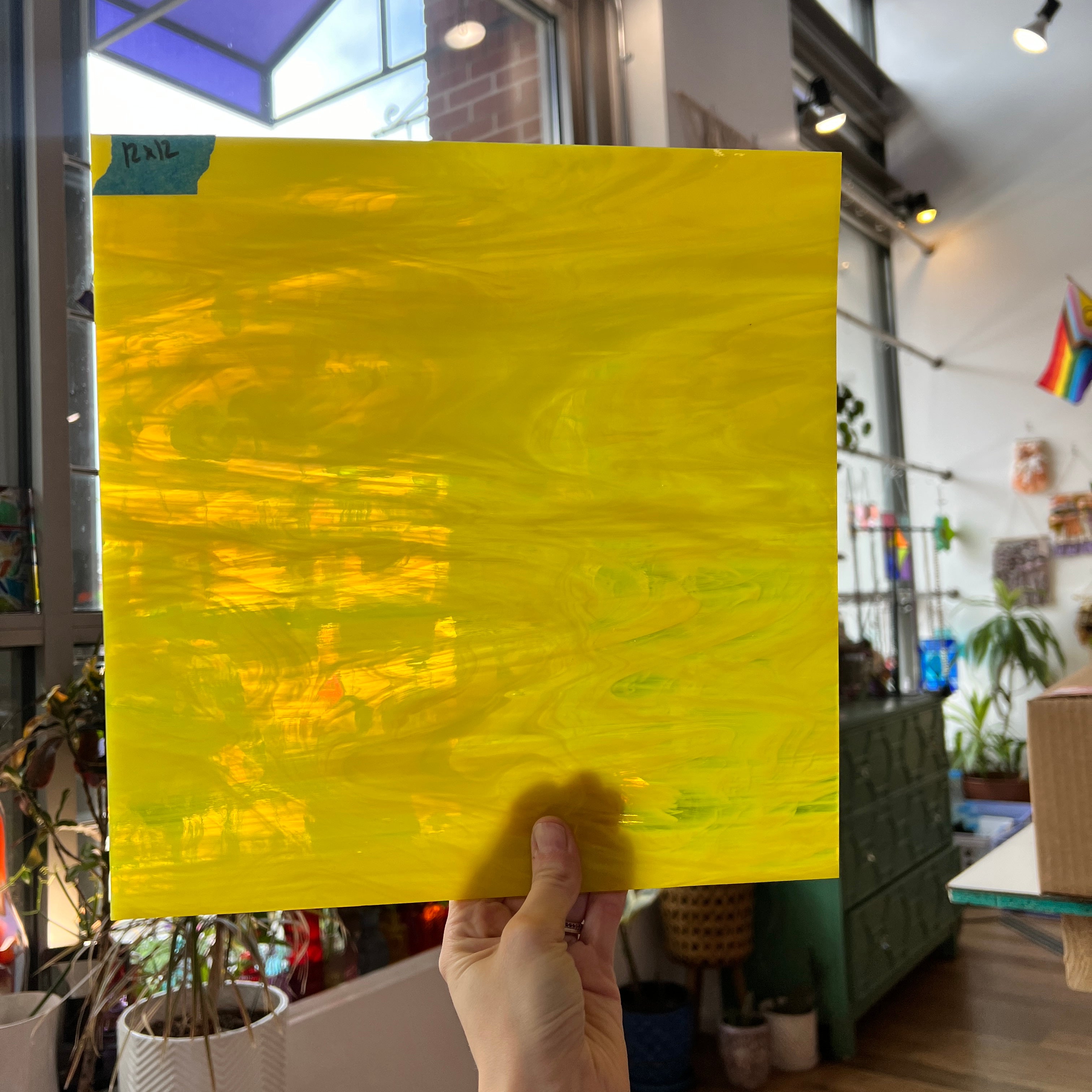 Yellow/White Wispy Oceanside Fusible 96 COE (OGT 369.1F) Sheet Glass Colorado Glassworks