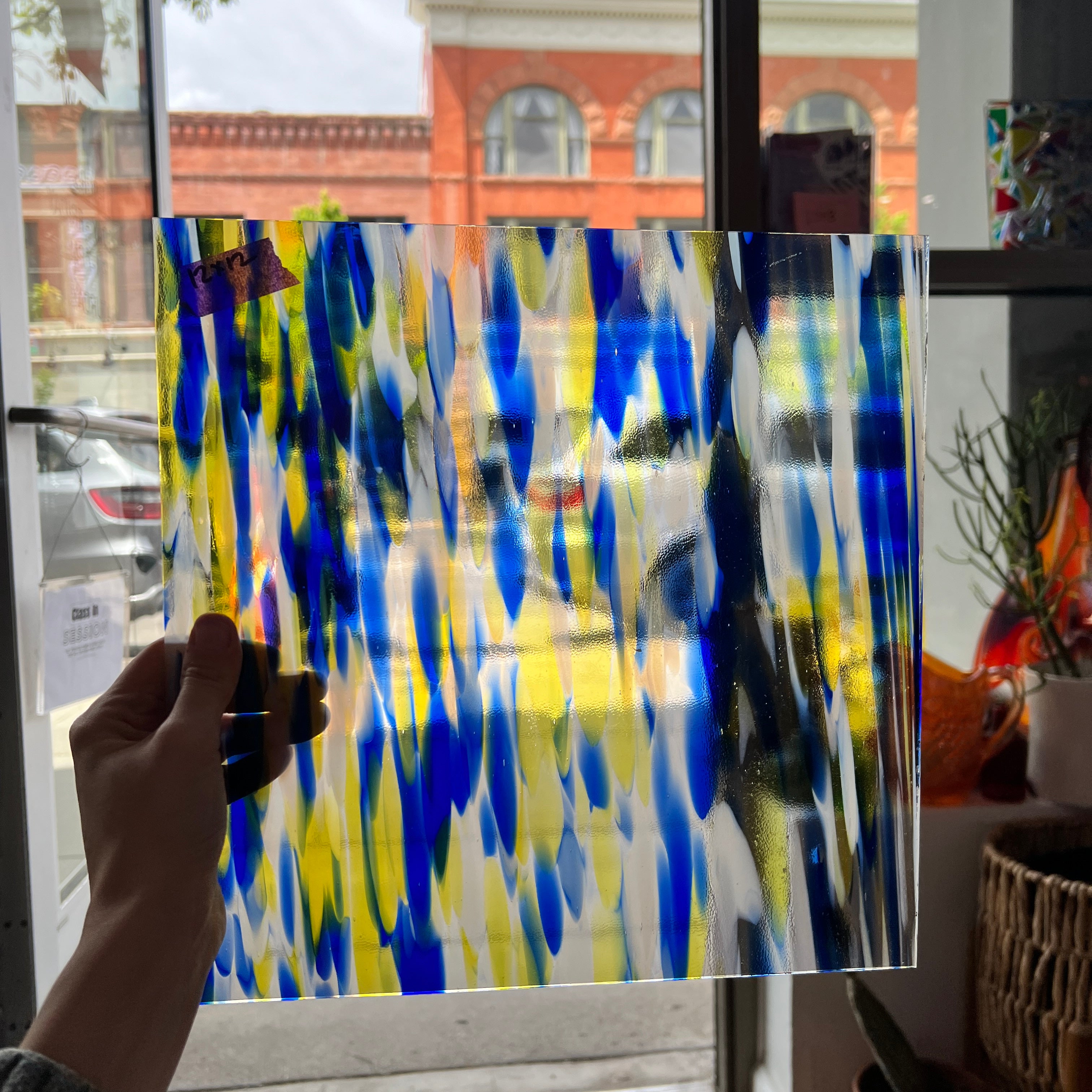Atlantis Blue & Yellow Spirit Glass Oceanside Fusible 96 COE (SPIRIT-4361-76S-F) Sheet Glass Colorado Glass Works
