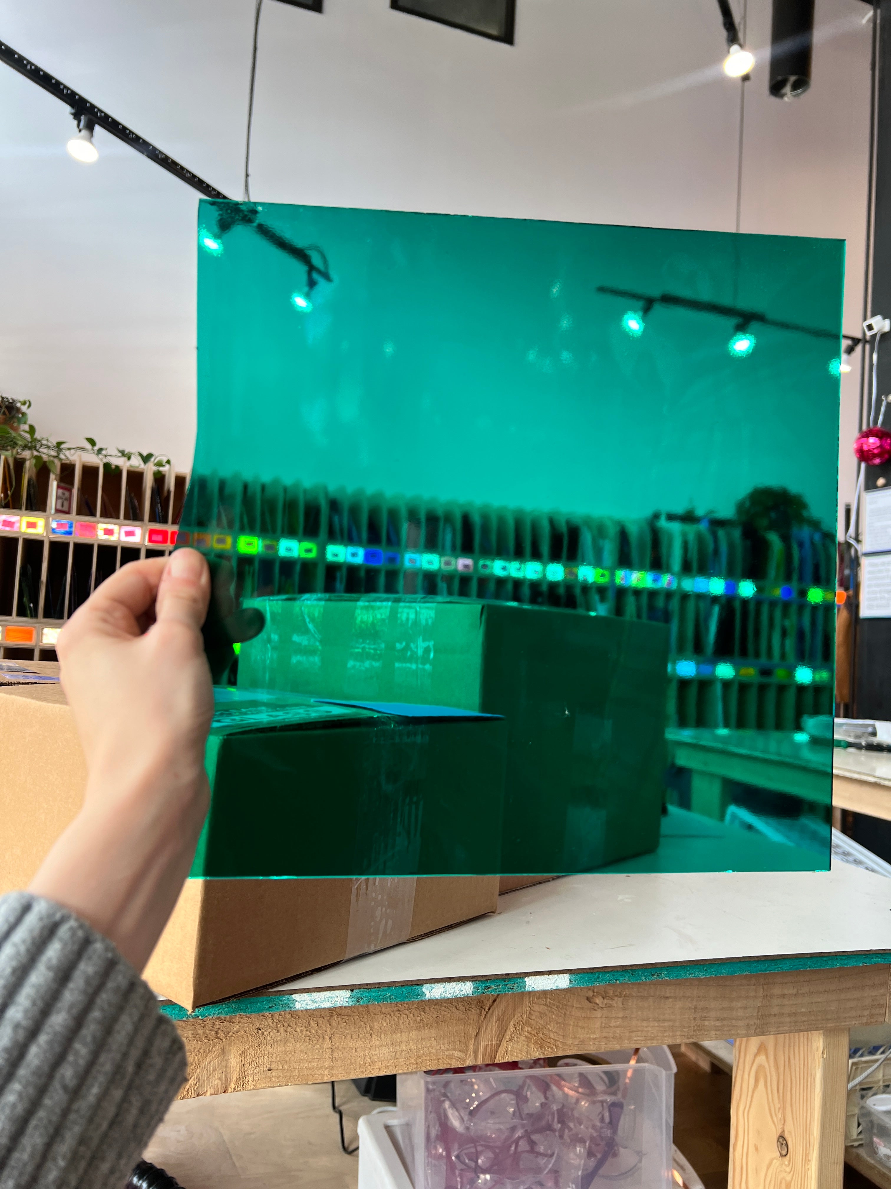 Teal Green Transparent Oceanside Fusible 96 COE (OGT 523.2F) Sheet Glass Colorado Glassworks