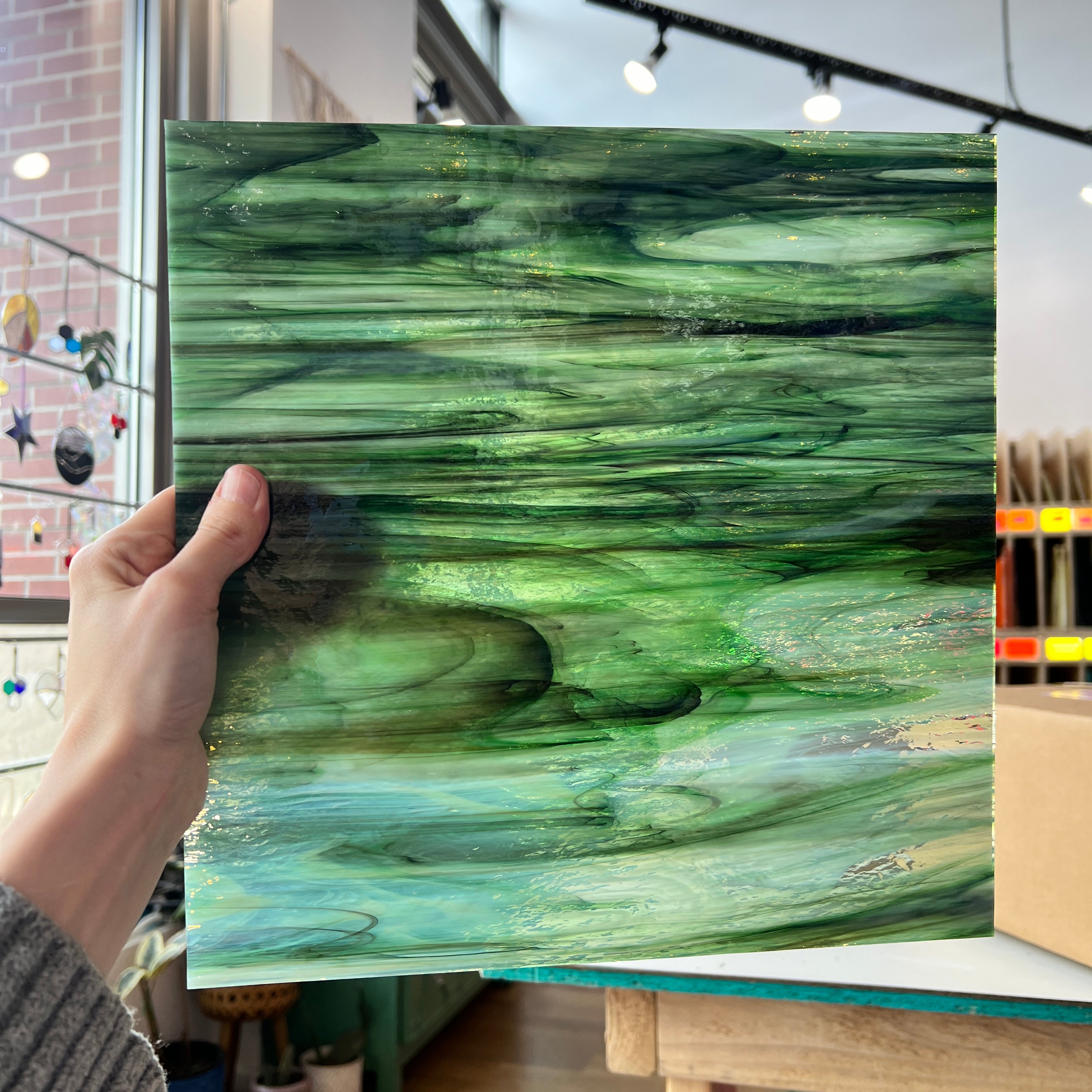 Fern Green Pearl Opal Oceanside Fusible 96 COE (OGT 6021.86CCF) Sheet Glass Colorado Glassworks
