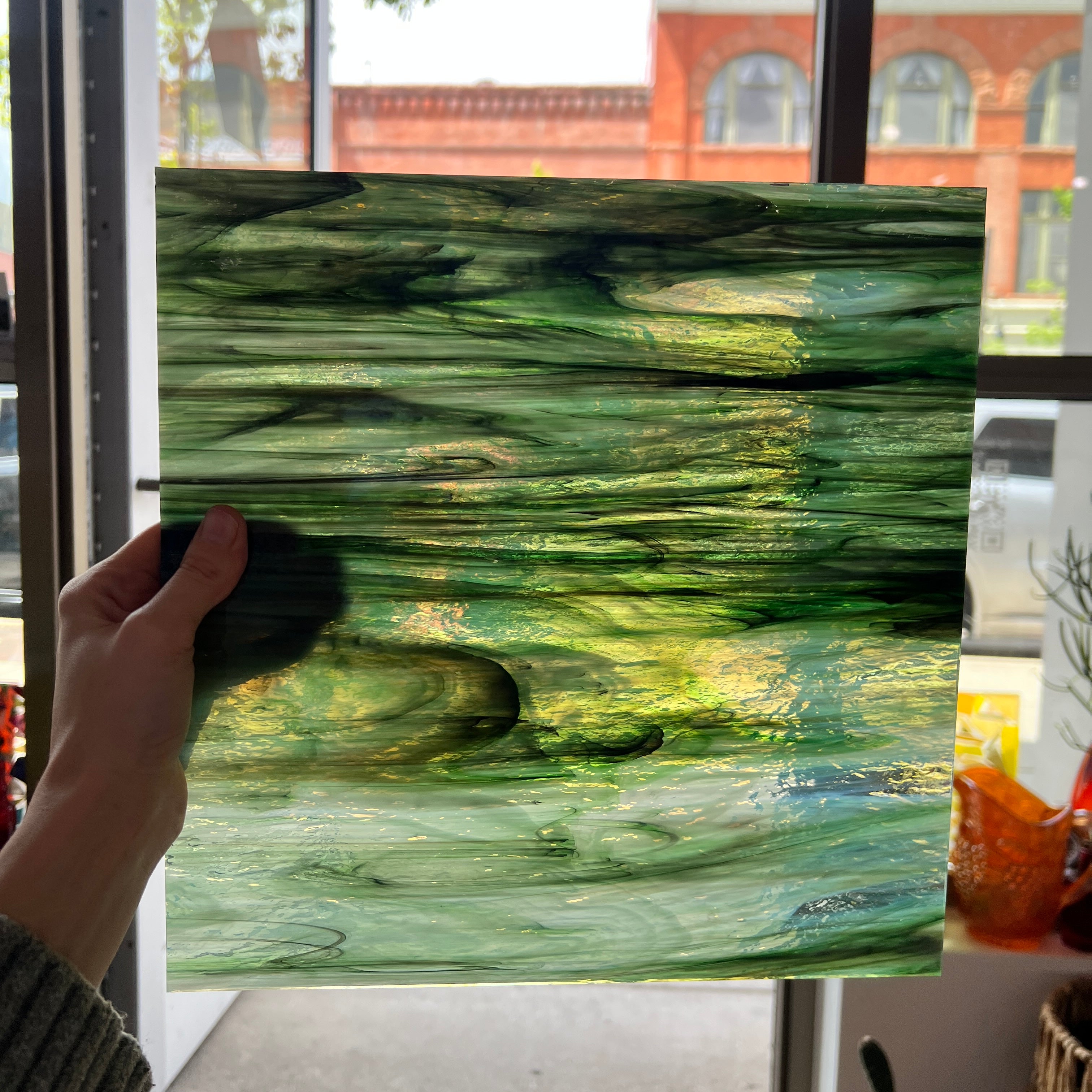Fern Green Pearl Opal Oceanside Fusible 96 COE (OGT 6021.86CCF) Sheet Glass Colorado Glassworks