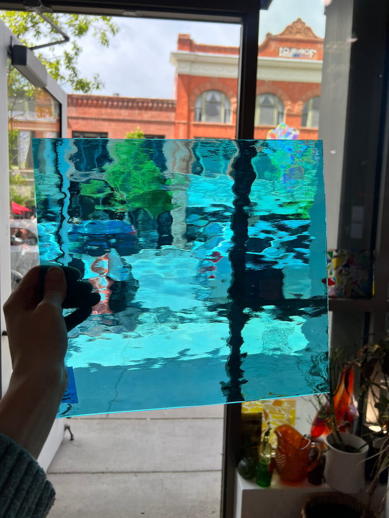 Sky Blue Waterglass Oceanside Fusible 96 COE Sheet Glass Colorado Glassworks   