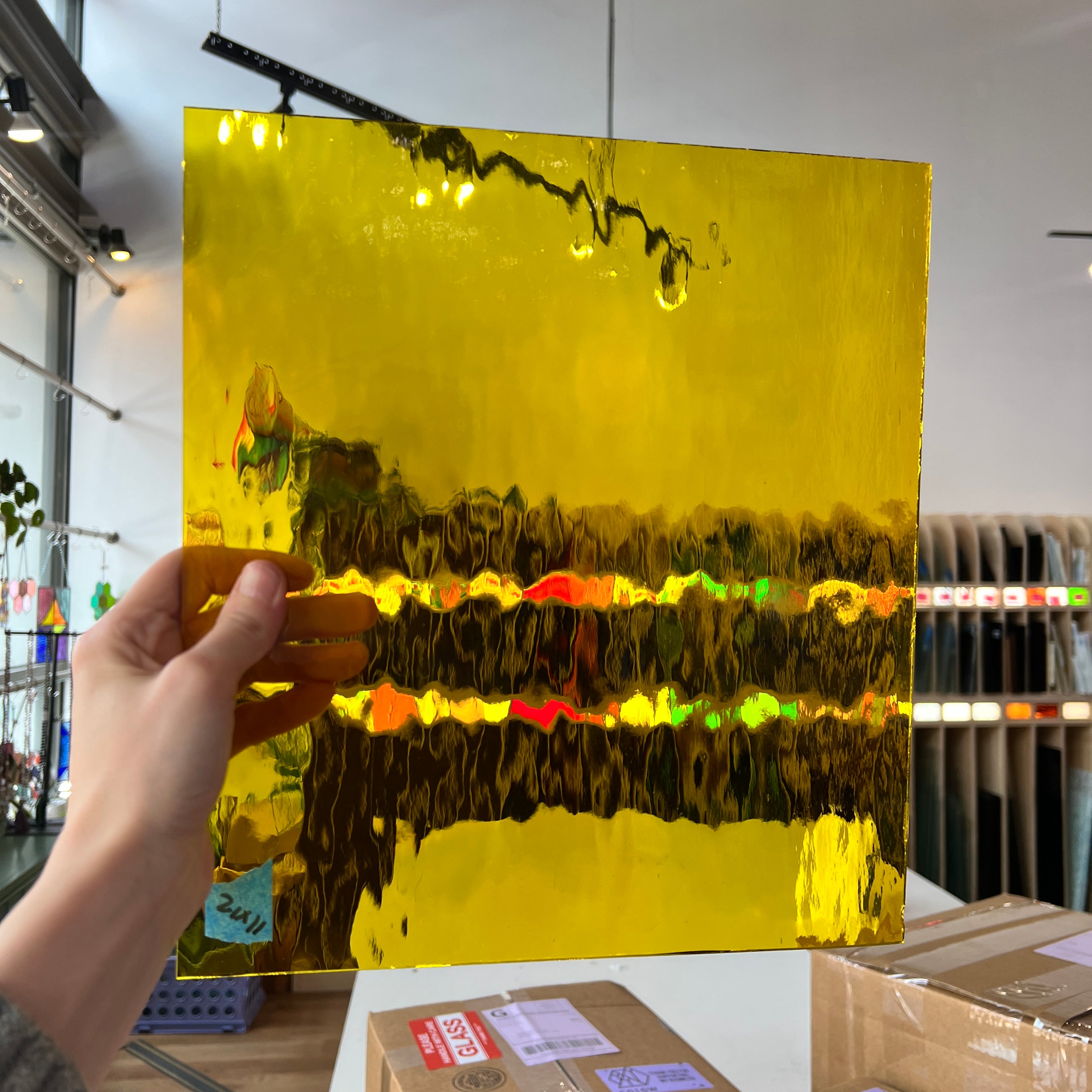 Yellow Waterglass Oceanside Fusible 96 COE (161W-F) Sheet Glass Colorado Glassworks OS-YELLOW-W (11x12in)