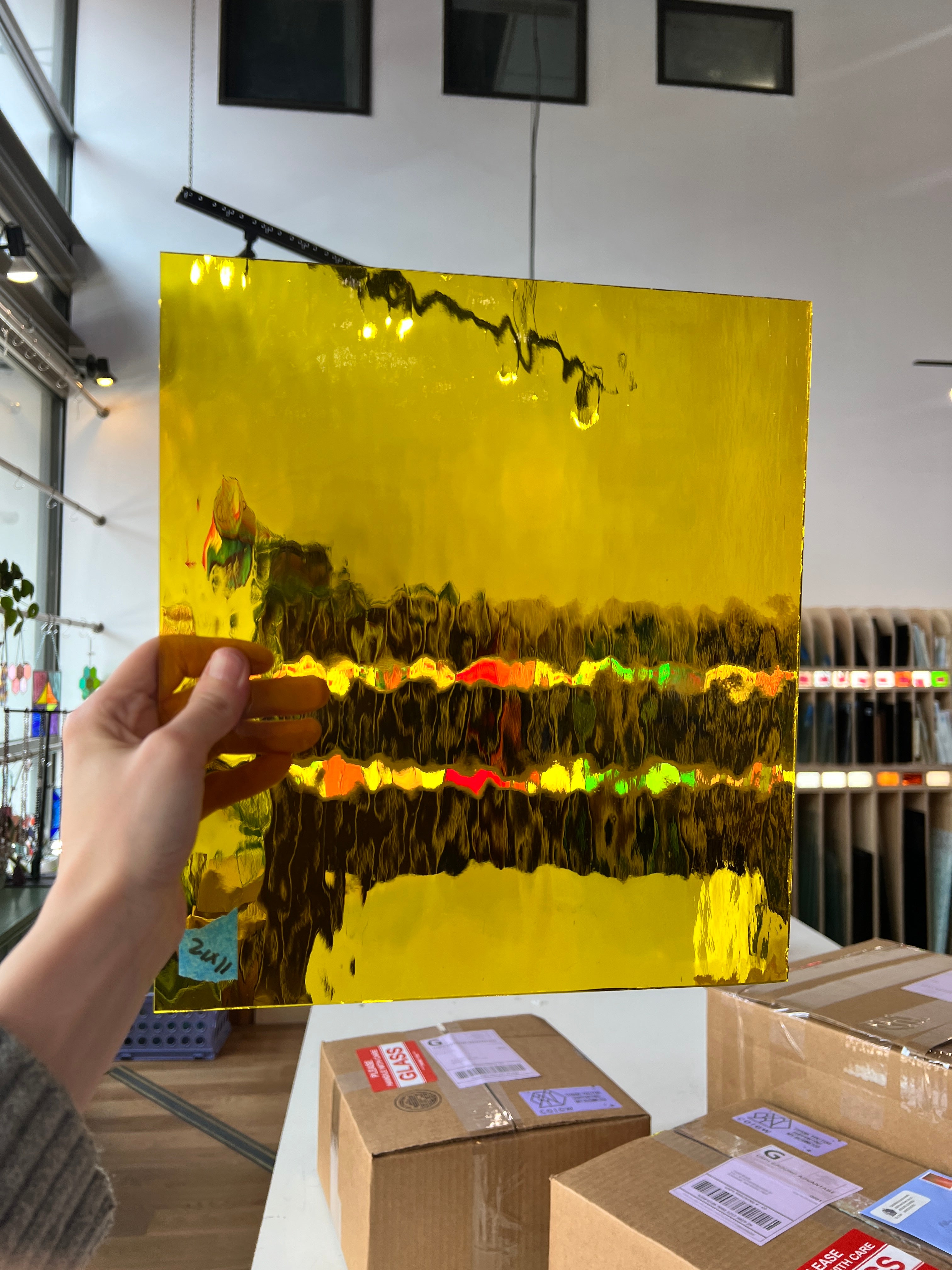 Yellow Waterglass Oceanside Fusible 96 COE (161W-F) Sheet Glass Colorado Glassworks OS-YELLOW-W (11x12in)