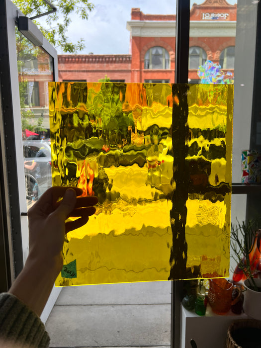 Yellow Waterglass Oceanside Fusible 96 COE Sheet Glass Colorado Glassworks   