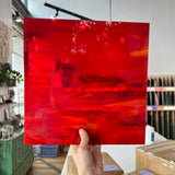 Red White Wispy Oceanside Fusible 96 COE Sheet Glass Colorado Glassworks   
