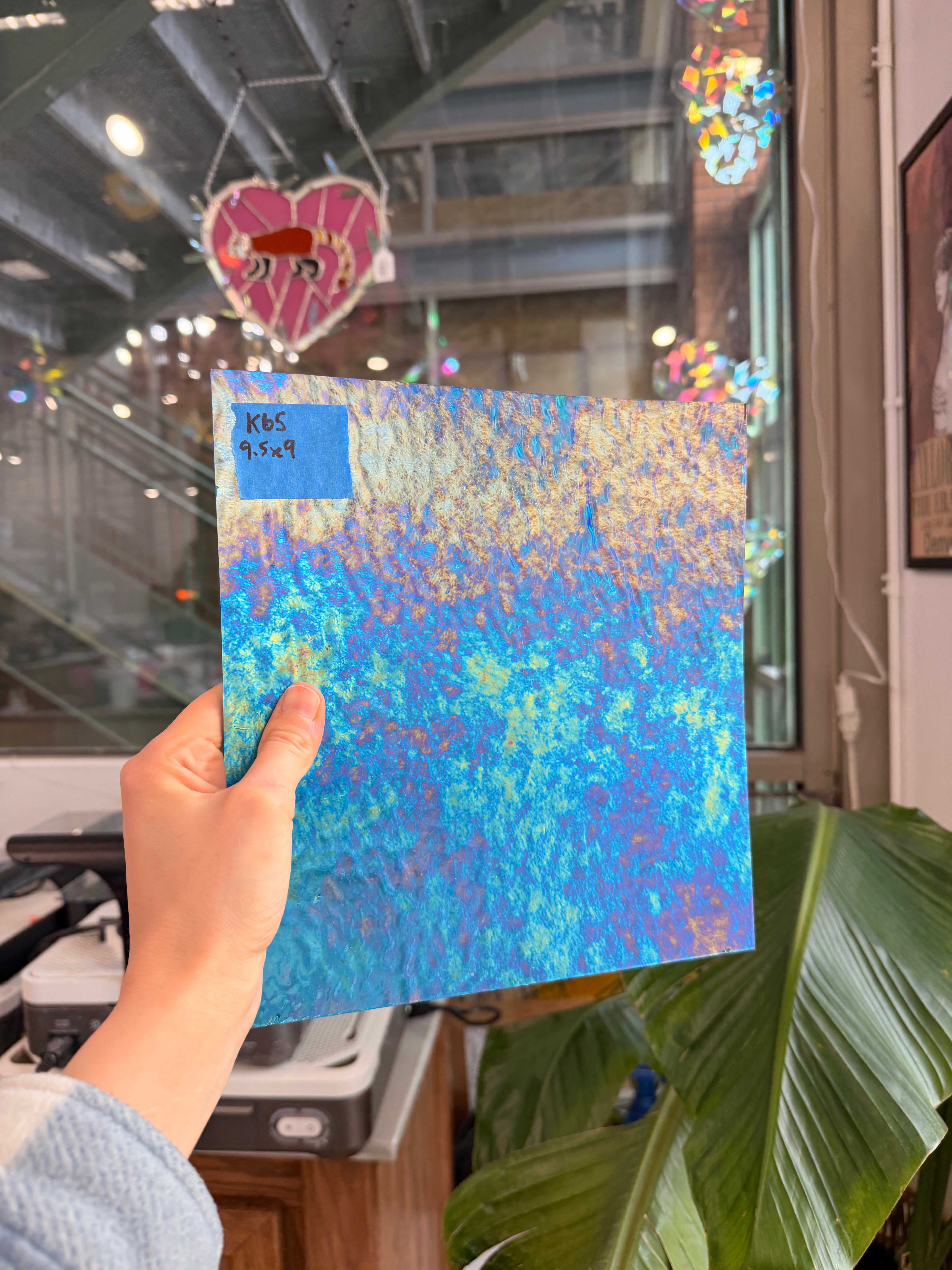 Iridescent Blue Ripple Wissmach Sheet Glass Colorado Glass Works