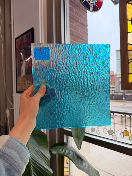 Iridescent Blue Ripple Wissmach Sheet Glass Colorado Glass Works