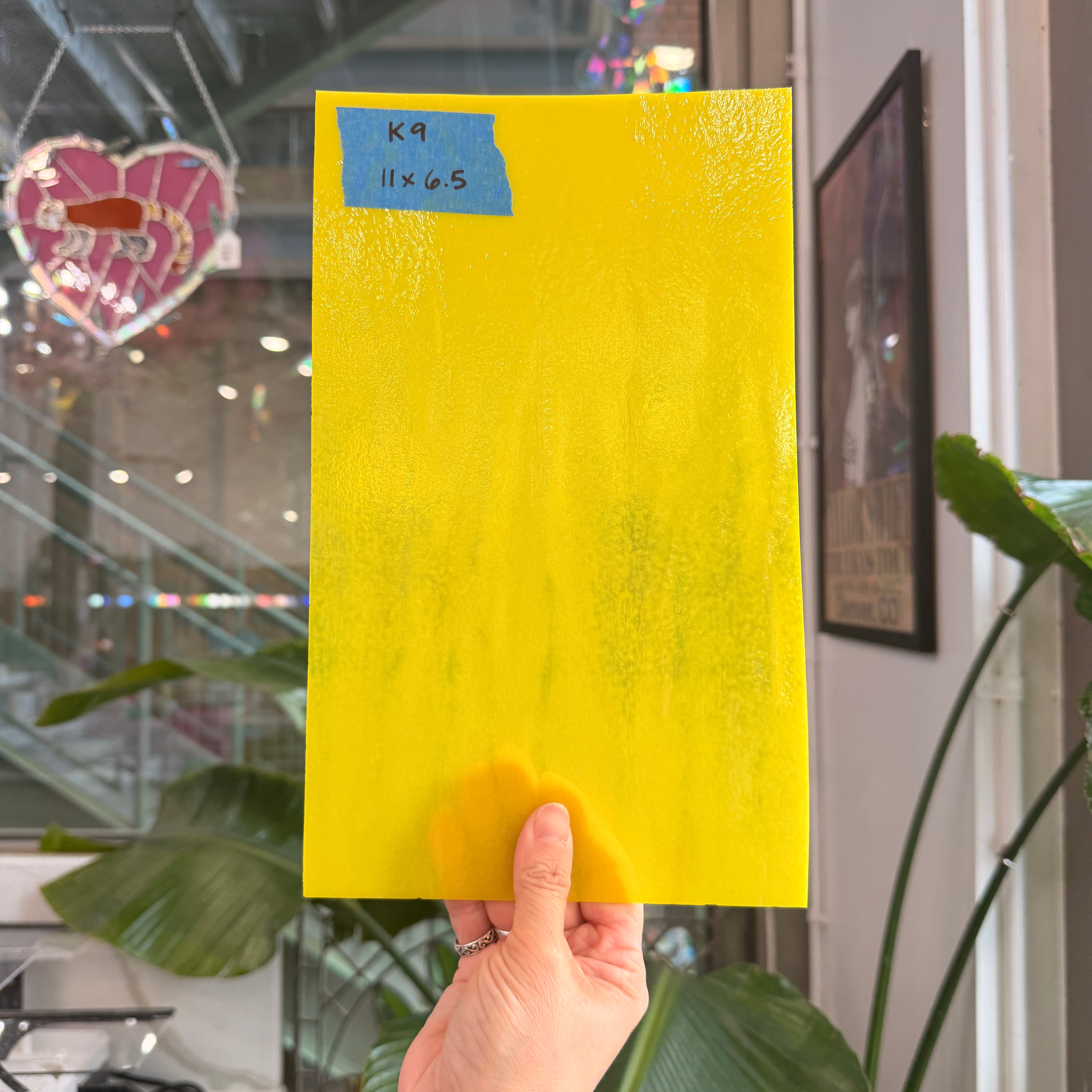 Thin Rolled Yellow Bullseye Fusible 90 COE Sheet Glass Colorado Glass Works 11x6.5in (BE-26098989)