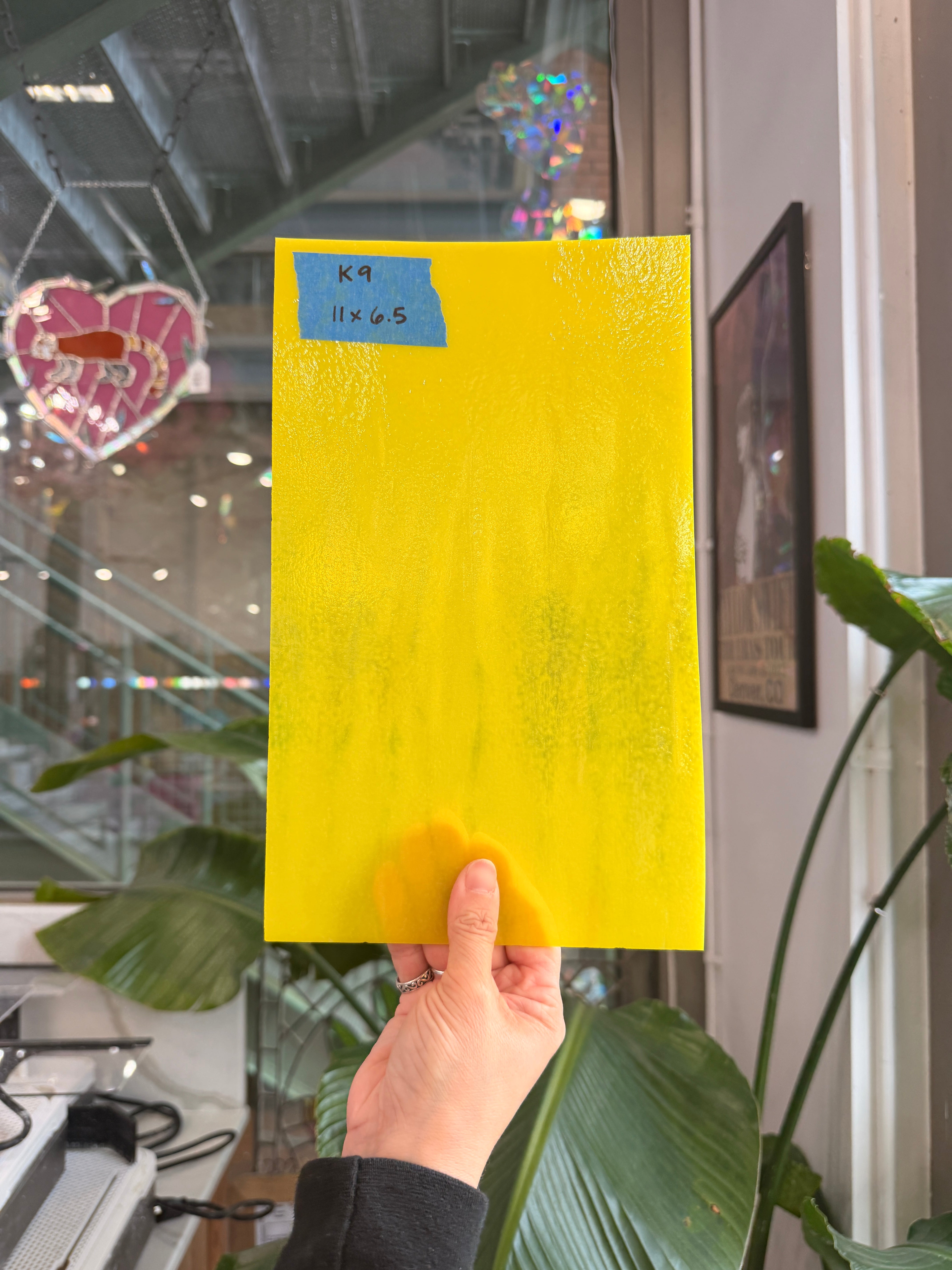 Thin Rolled Yellow Bullseye Fusible 90 COE Sheet Glass Colorado Glass Works 11x6.5in (BE-26098989)