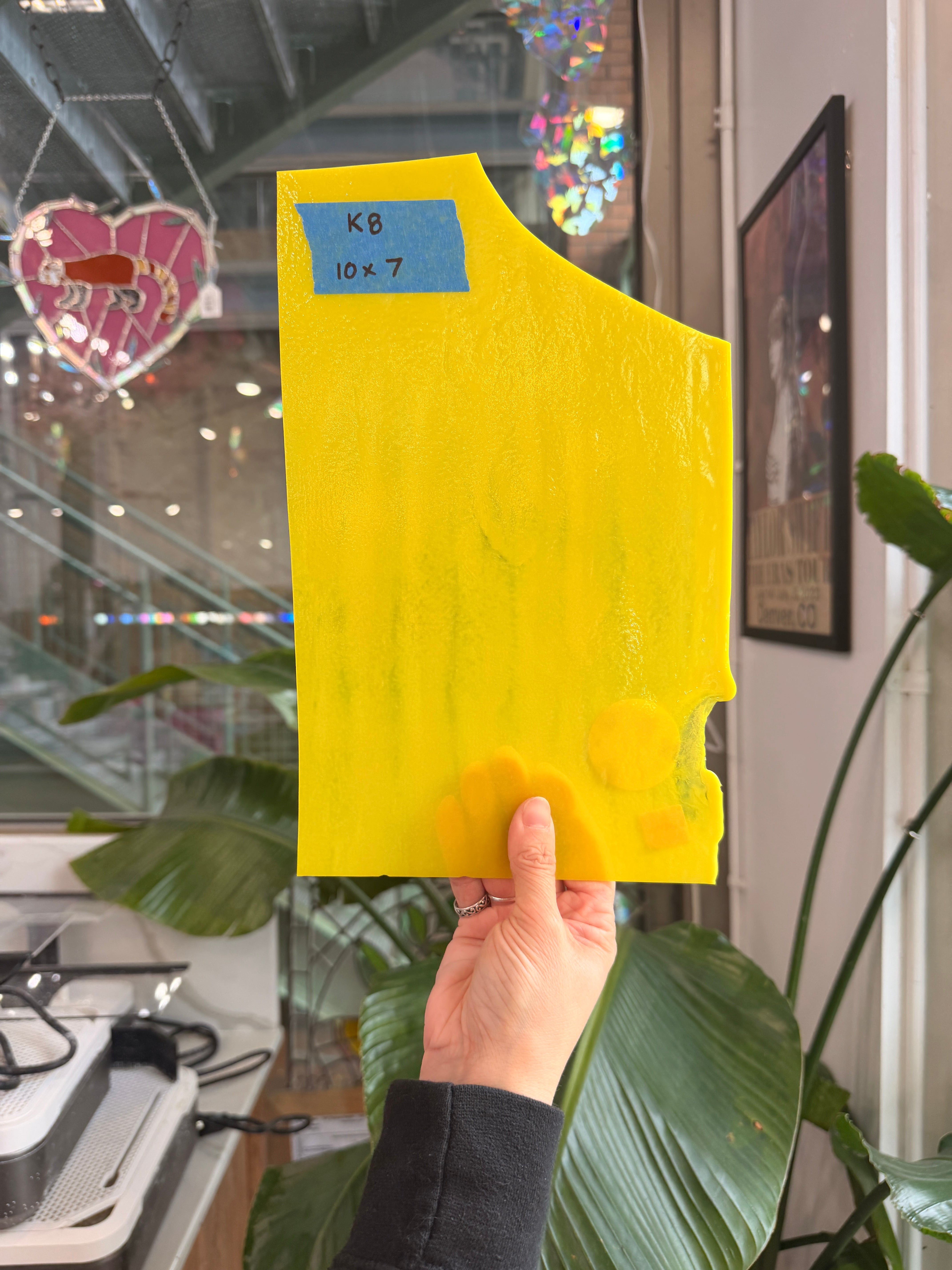 Thin Rolled Yellow Bullseye Fusible 90 COE Sheet Glass Colorado Glass Works 10x7in (BE-26131757)